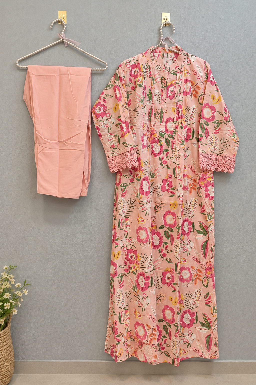 Pink Floral Cotton Co-ord Sets