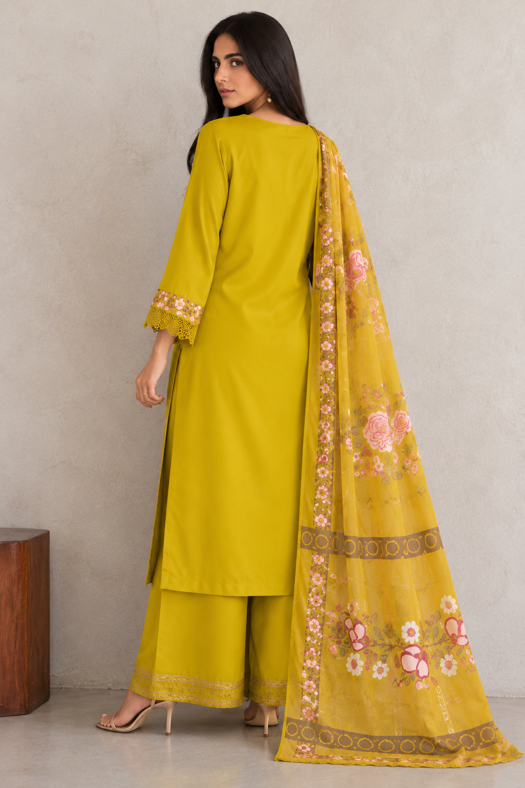 Mustard Yellow Embroidered Kurta Set with Dupatta for Women