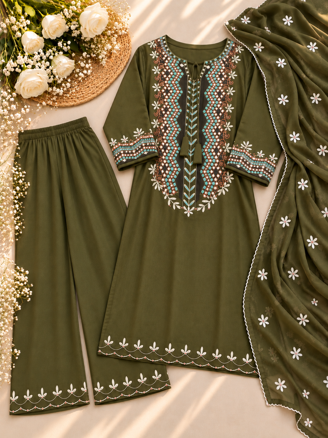 Imported Fabric – Kashmiri work with Dupatta
