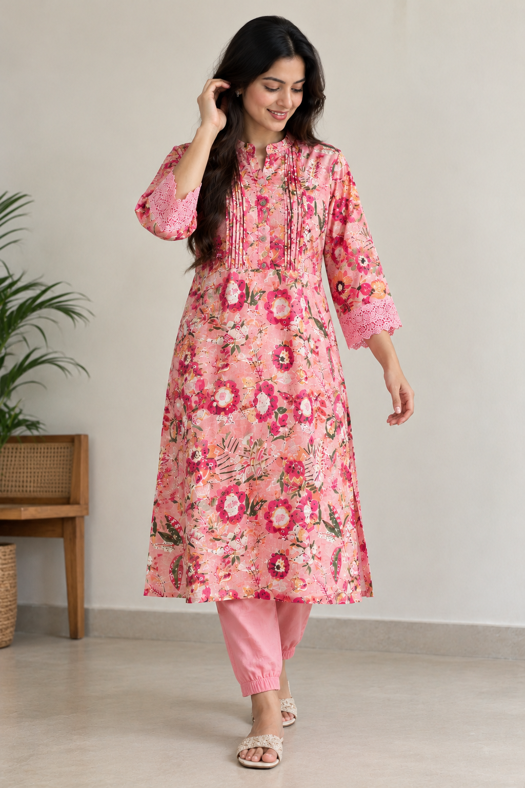 Pink Floral Cotton Co-ord Sets