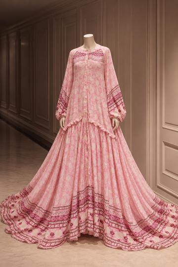 Pink Floral Printed Gown