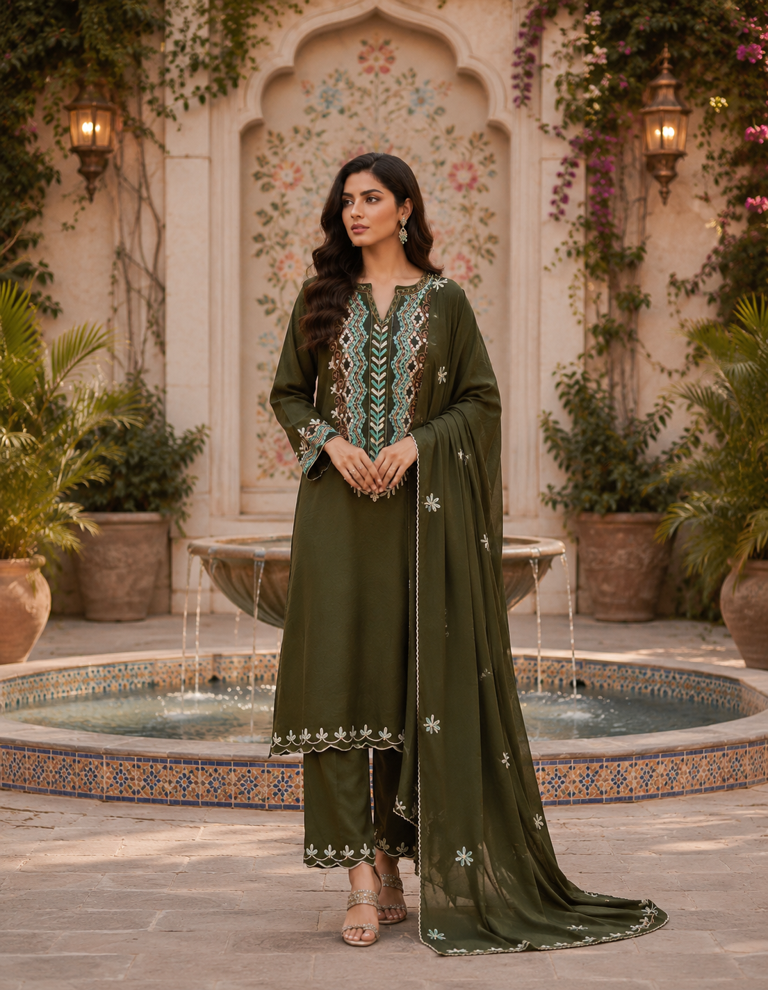 Imported Fabric - Kashmiri work with Dupatta