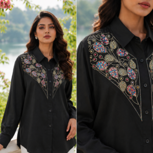 Western Top - Designer Shirts for Women : Embellished Western Black