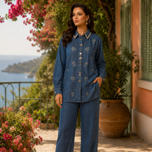 Indo western Co-ord Sets for Women - Dark Denim