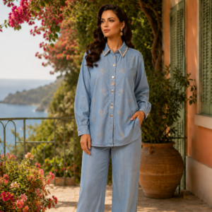 Indo western Co-ord Sets for Women - Bright Denim