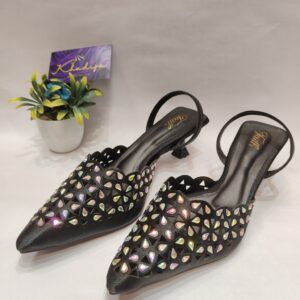 Sparkling crystal - Black Slingback Heels