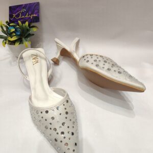 Sparkling crystal - White Slingback Heels