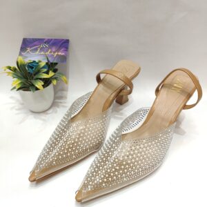 Sparkling crystal - Beige Slingback Heels
