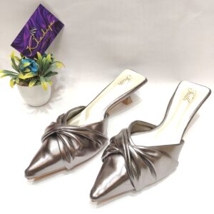 Grey Gold Twisted Kitten Heels