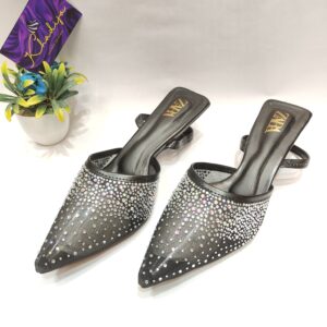 Sparkling crystal - Black Slingback Heels