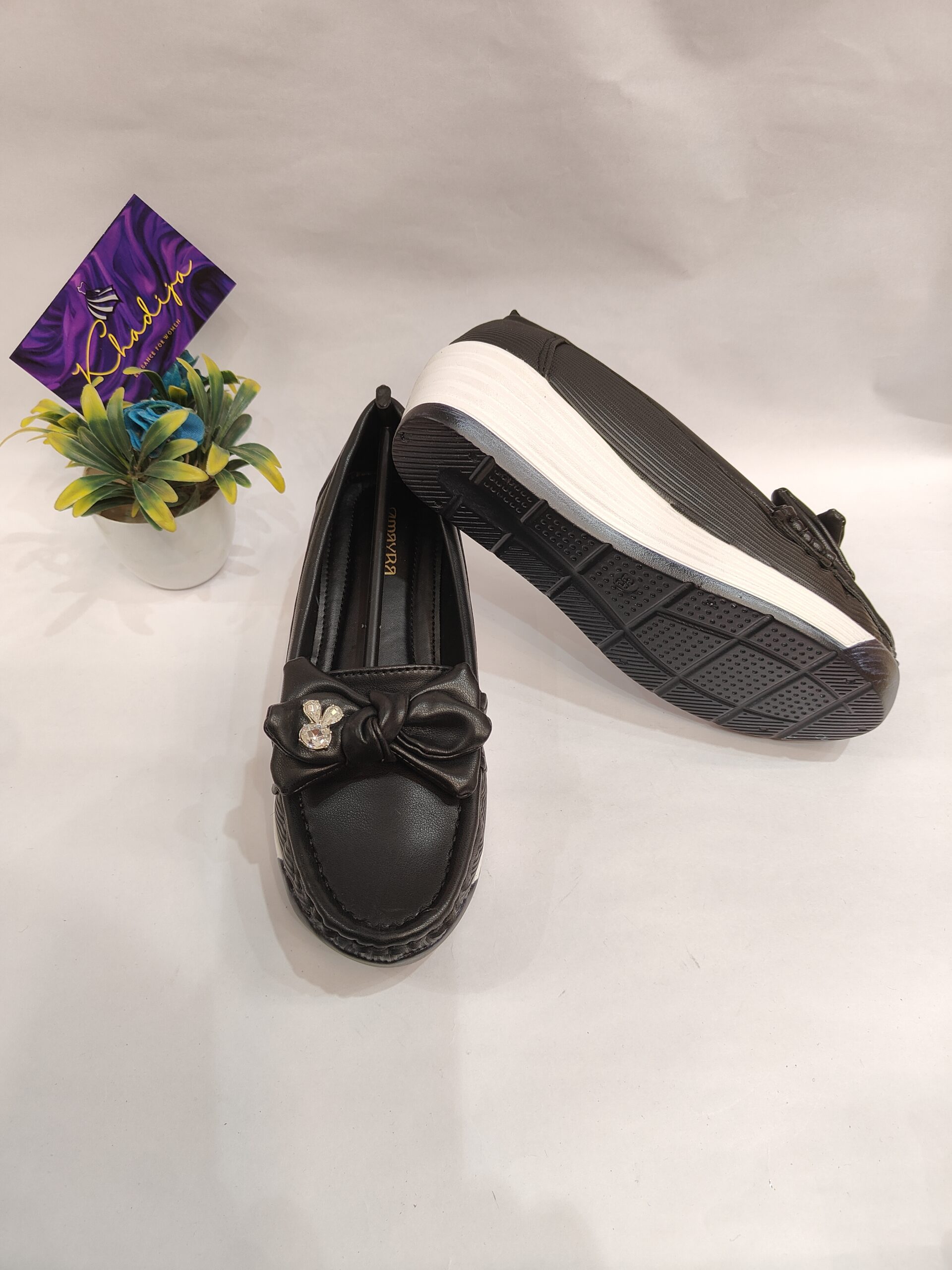 Comfort Luxe Platform Loafers - Black Bow - Image 2